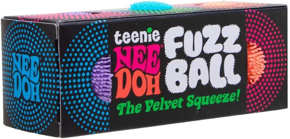 Schylling Teenie NeeDoh 3-Pack Mini Sensory Fuzz Balls with Velvet Texture and Soft Squish. Ages 3 and Up